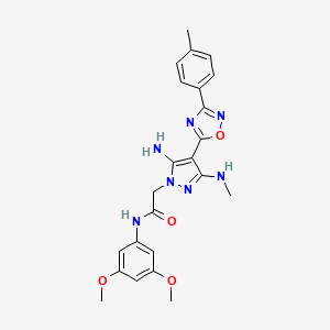 molecular formula C23H25N7O4 B6565907 2-[5-amino-3-(methylamino)-4-[3-(4-methylphenyl)-1,2,4-oxadiazol-5-yl]-1H-pyrazol-1-yl]-N-(3,5-dimethoxyphenyl)acetamide CAS No. 1172726-41-8