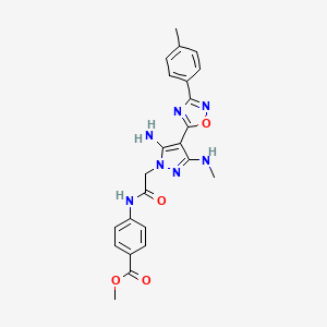 molecular formula C23H23N7O4 B6565915 methyl 4-{2-[5-amino-3-(methylamino)-4-[3-(4-methylphenyl)-1,2,4-oxadiazol-5-yl]-1H-pyrazol-1-yl]acetamido}benzoate CAS No. 1170837-11-2