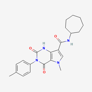 molecular formula C22H26N4O3 B6565934 N-cycloheptyl-5-methyl-3-(4-methylphenyl)-2,4-dioxo-1H,2H,3H,4H,5H-pyrrolo[3,2-d]pyrimidine-7-carboxamide CAS No. 921806-88-4