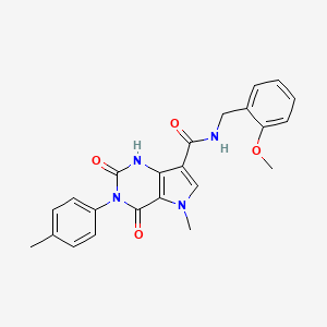 molecular formula C23H22N4O4 B6565935 N-[(2-methoxyphenyl)methyl]-5-methyl-3-(4-methylphenyl)-2,4-dioxo-1H,2H,3H,4H,5H-pyrrolo[3,2-d]pyrimidine-7-carboxamide CAS No. 921853-24-9