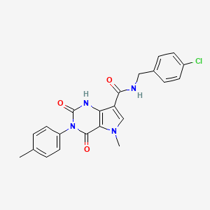 molecular formula C22H19ClN4O3 B6565936 N-[(4-chlorophenyl)methyl]-5-methyl-3-(4-methylphenyl)-2,4-dioxo-1H,2H,3H,4H,5H-pyrrolo[3,2-d]pyrimidine-7-carboxamide CAS No. 921853-28-3