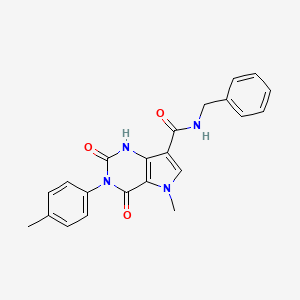 molecular formula C22H20N4O3 B6565938 N-benzyl-5-methyl-3-(4-methylphenyl)-2,4-dioxo-1H,2H,3H,4H,5H-pyrrolo[3,2-d]pyrimidine-7-carboxamide CAS No. 921853-21-6