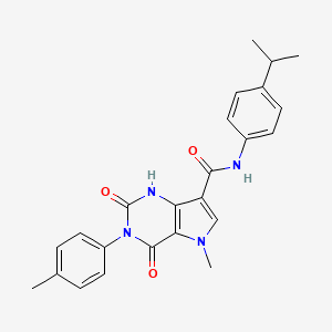 molecular formula C24H24N4O3 B6565950 5-methyl-3-(4-methylphenyl)-2,4-dioxo-N-[4-(propan-2-yl)phenyl]-1H,2H,3H,4H,5H-pyrrolo[3,2-d]pyrimidine-7-carboxamide CAS No. 921578-32-7