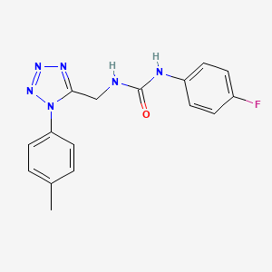 molecular formula C16H15FN6O B6565987 1-(4-fluorophenyl)-3-{[1-(4-methylphenyl)-1H-1,2,3,4-tetrazol-5-yl]methyl}urea CAS No. 920484-53-3