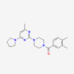 molecular formula C22H29N5O B6565994 2-[4-(3,4-dimethylbenzoyl)piperazin-1-yl]-4-methyl-6-(pyrrolidin-1-yl)pyrimidine CAS No. 946338-89-2