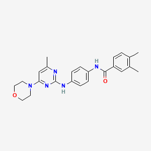 molecular formula C24H27N5O2 B6566025 3,4-dimethyl-N-(4-{[4-methyl-6-(morpholin-4-yl)pyrimidin-2-yl]amino}phenyl)benzamide CAS No. 946268-99-1