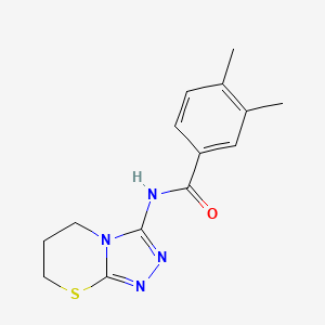 molecular formula C14H16N4OS B6566054 3,4-dimethyl-N-{5H,6H,7H-[1,2,4]triazolo[3,4-b][1,3]thiazin-3-yl}benzamide CAS No. 946351-40-2