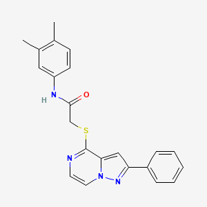 molecular formula C22H20N4OS B6566073 N-(3,4-dimethylphenyl)-2-({2-phenylpyrazolo[1,5-a]pyrazin-4-yl}sulfanyl)acetamide CAS No. 1021252-12-9