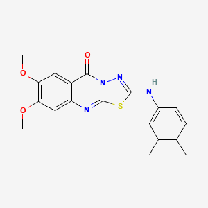 molecular formula C19H18N4O3S B6566097 2-[(3,4-dimethylphenyl)amino]-7,8-dimethoxy-5H-[1,3,4]thiadiazolo[2,3-b]quinazolin-5-one CAS No. 1021260-71-8