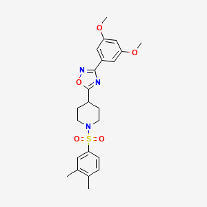 molecular formula C23H27N3O5S B6566101 4-[3-(3,5-dimethoxyphenyl)-1,2,4-oxadiazol-5-yl]-1-(3,4-dimethylbenzenesulfonyl)piperidine CAS No. 1021213-43-3