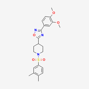 molecular formula C23H27N3O5S B6566111 4-[3-(3,4-dimethoxyphenyl)-1,2,4-oxadiazol-5-yl]-1-(3,4-dimethylbenzenesulfonyl)piperidine CAS No. 1021213-41-1