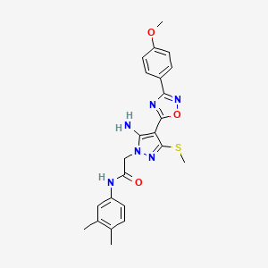 molecular formula C23H24N6O3S B6566117 2-{5-amino-4-[3-(4-methoxyphenyl)-1,2,4-oxadiazol-5-yl]-3-(methylsulfanyl)-1H-pyrazol-1-yl}-N-(3,4-dimethylphenyl)acetamide CAS No. 1171469-19-4