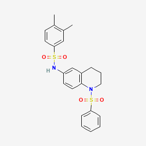 molecular formula C23H24N2O4S2 B6566150 N-[1-(benzenesulfonyl)-1,2,3,4-tetrahydroquinolin-6-yl]-3,4-dimethylbenzene-1-sulfonamide CAS No. 946345-71-7