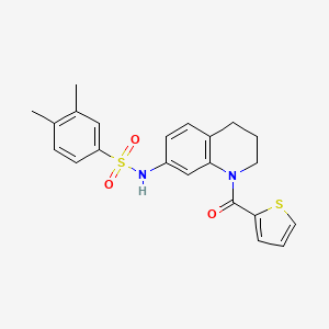 molecular formula C22H22N2O3S2 B6566172 3,4-dimethyl-N-[1-(thiophene-2-carbonyl)-1,2,3,4-tetrahydroquinolin-7-yl]benzene-1-sulfonamide CAS No. 946322-09-4