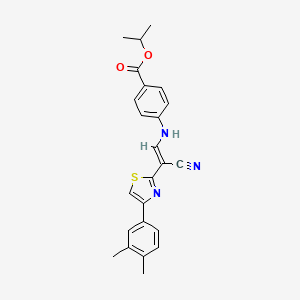 molecular formula C24H23N3O2S B6566226 propan-2-yl 4-{[(1E)-2-cyano-2-[4-(3,4-dimethylphenyl)-1,3-thiazol-2-yl]eth-1-en-1-yl]amino}benzoate CAS No. 1021231-01-5