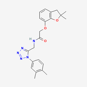 molecular formula C22H25N5O3 B6566231 2-[(2,2-dimethyl-2,3-dihydro-1-benzofuran-7-yl)oxy]-N-{[1-(3,4-dimethylphenyl)-1H-1,2,3,4-tetrazol-5-yl]methyl}acetamide CAS No. 946308-19-6