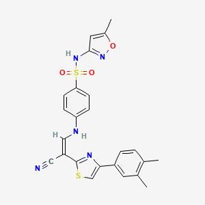 molecular formula C24H21N5O3S2 B6566237 4-{[(1Z)-2-cyano-2-[4-(3,4-dimethylphenyl)-1,3-thiazol-2-yl]eth-1-en-1-yl]amino}-N-(5-methyl-1,2-oxazol-3-yl)benzene-1-sulfonamide CAS No. 1021262-43-0