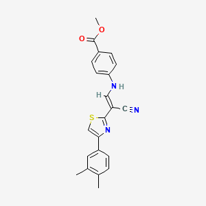 molecular formula C22H19N3O2S B6566251 methyl 4-{[(1E)-2-cyano-2-[4-(3,4-dimethylphenyl)-1,3-thiazol-2-yl]eth-1-en-1-yl]amino}benzoate CAS No. 1021230-33-0