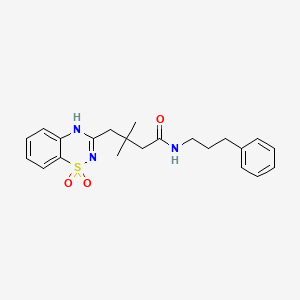 molecular formula C22H27N3O3S B6566299 4-(1,1-dioxo-2H-1lambda6,2,4-benzothiadiazin-3-yl)-3,3-dimethyl-N-(3-phenylpropyl)butanamide CAS No. 1021211-67-5