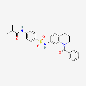 molecular formula C26H27N3O4S B6566304 N-{4-[(1-benzoyl-1,2,3,4-tetrahydroquinolin-7-yl)sulfamoyl]phenyl}-2-methylpropanamide CAS No. 946221-35-8