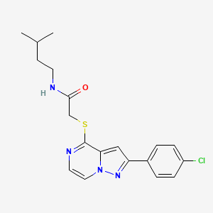 molecular formula C19H21ClN4OS B6566347 2-{[2-(4-chlorophenyl)pyrazolo[1,5-a]pyrazin-4-yl]sulfanyl}-N-(3-methylbutyl)acetamide CAS No. 1021258-10-5