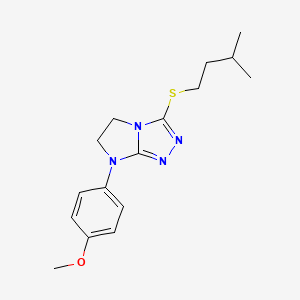 molecular formula C16H22N4OS B6566380 7-(4-methoxyphenyl)-3-[(3-methylbutyl)sulfanyl]-5H,6H,7H-imidazo[2,1-c][1,2,4]triazole CAS No. 921859-83-8