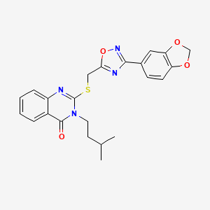 molecular formula C23H22N4O4S B6566384 2-({[3-(2H-1,3-benzodioxol-5-yl)-1,2,4-oxadiazol-5-yl]methyl}sulfanyl)-3-(3-methylbutyl)-3,4-dihydroquinazolin-4-one CAS No. 1021252-62-9