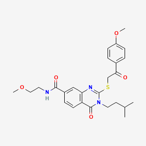 molecular formula C26H31N3O5S B6566395 N-(2-methoxyethyl)-2-{[2-(4-methoxyphenyl)-2-oxoethyl]sulfanyl}-3-(3-methylbutyl)-4-oxo-3,4-dihydroquinazoline-7-carboxamide CAS No. 1021261-65-3