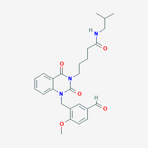 5-{1-[(5-formyl-2-methoxyphenyl)methyl]-2,4-dioxo-1,2,3,4-tetrahydroquinazolin-3-yl}-N-(2-methylpropyl)pentanamide