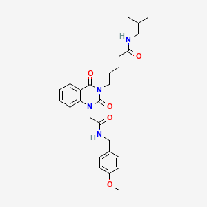 molecular formula C27H34N4O5 B6566425 5-[1-({[(4-methoxyphenyl)methyl]carbamoyl}methyl)-2,4-dioxo-1,2,3,4-tetrahydroquinazolin-3-yl]-N-(2-methylpropyl)pentanamide CAS No. 1021263-48-8
