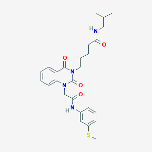 molecular formula C26H32N4O4S B6566428 N-(2-methylpropyl)-5-[1-({[3-(methylsulfanyl)phenyl]carbamoyl}methyl)-2,4-dioxo-1,2,3,4-tetrahydroquinazolin-3-yl]pentanamide CAS No. 1021217-61-7