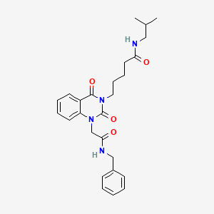 molecular formula C26H32N4O4 B6566435 5-{1-[(benzylcarbamoyl)methyl]-2,4-dioxo-1,2,3,4-tetrahydroquinazolin-3-yl}-N-(2-methylpropyl)pentanamide CAS No. 1021217-57-1