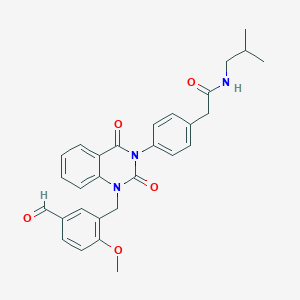2-(4-{1-[(5-formyl-2-methoxyphenyl)methyl]-2,4-dioxo-1,2,3,4-tetrahydroquinazolin-3-yl}phenyl)-N-(2-methylpropyl)acetamide