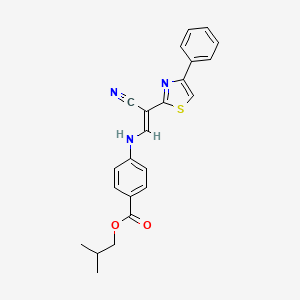 molecular formula C23H21N3O2S B6566460 2-methylpropyl 4-{[(1E)-2-cyano-2-(4-phenyl-1,3-thiazol-2-yl)eth-1-en-1-yl]amino}benzoate CAS No. 1021231-35-5
