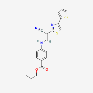 molecular formula C21H19N3O2S2 B6566465 2-methylpropyl 4-{[(1E)-2-cyano-2-[4-(thiophen-2-yl)-1,3-thiazol-2-yl]eth-1-en-1-yl]amino}benzoate CAS No. 1021251-57-9
