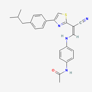 molecular formula C24H24N4OS B6566467 N-(4-{[(1Z)-2-cyano-2-{4-[4-(2-methylpropyl)phenyl]-1,3-thiazol-2-yl}eth-1-en-1-yl]amino}phenyl)acetamide CAS No. 1322230-73-8