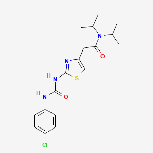 molecular formula C18H23ClN4O2S B6566480 2-(2-{[(4-chlorophenyl)carbamoyl]amino}-1,3-thiazol-4-yl)-N,N-bis(propan-2-yl)acetamide CAS No. 923122-65-0