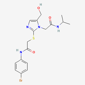 molecular formula C17H21BrN4O3S B6566500 N-(4-bromophenyl)-2-{[5-(hydroxymethyl)-1-{[(propan-2-yl)carbamoyl]methyl}-1H-imidazol-2-yl]sulfanyl}acetamide CAS No. 921795-40-6