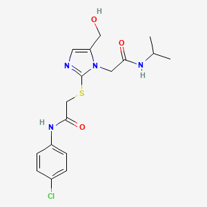 molecular formula C17H21ClN4O3S B6566511 N-(4-chlorophenyl)-2-{[5-(hydroxymethyl)-1-{[(propan-2-yl)carbamoyl]methyl}-1H-imidazol-2-yl]sulfanyl}acetamide CAS No. 921867-34-7