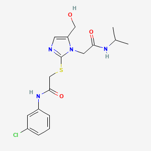 molecular formula C17H21ClN4O3S B6566528 N-(3-chlorophenyl)-2-{[5-(hydroxymethyl)-1-{[(propan-2-yl)carbamoyl]methyl}-1H-imidazol-2-yl]sulfanyl}acetamide CAS No. 921524-15-4