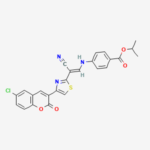 molecular formula C25H18ClN3O4S B6566559 propan-2-yl 4-{[(1E)-2-[4-(6-chloro-2-oxo-2H-chromen-3-yl)-1,3-thiazol-2-yl]-2-cyanoeth-1-en-1-yl]amino}benzoate CAS No. 1021231-21-9