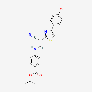 molecular formula C23H21N3O3S B6566564 propan-2-yl 4-{[(1E)-2-cyano-2-[4-(4-methoxyphenyl)-1,3-thiazol-2-yl]eth-1-en-1-yl]amino}benzoate CAS No. 1021231-03-7