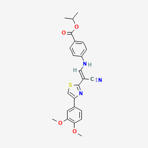 molecular formula C24H23N3O4S B6566569 propan-2-yl 4-{[(1E)-2-cyano-2-[4-(3,4-dimethoxyphenyl)-1,3-thiazol-2-yl]eth-1-en-1-yl]amino}benzoate CAS No. 1021251-28-4