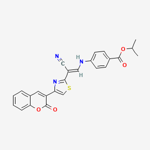 molecular formula C25H19N3O4S B6566582 propan-2-yl 4-{[(1E)-2-cyano-2-[4-(2-oxo-2H-chromen-3-yl)-1,3-thiazol-2-yl]eth-1-en-1-yl]amino}benzoate CAS No. 1021251-40-0