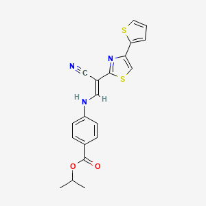 molecular formula C20H17N3O2S2 B6566583 propan-2-yl 4-{[(1E)-2-cyano-2-[4-(thiophen-2-yl)-1,3-thiazol-2-yl]eth-1-en-1-yl]amino}benzoate CAS No. 1021231-15-1