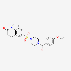 6-({4-[4-(propan-2-yloxy)benzoyl]piperazin-1-yl}sulfonyl)-1-azatricyclo[6.3.1.0^{4,12}]dodeca-4(12),5,7-trien-11-one