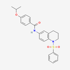 molecular formula C25H26N2O4S B6566597 N-[1-(benzenesulfonyl)-1,2,3,4-tetrahydroquinolin-6-yl]-4-(propan-2-yloxy)benzamide CAS No. 946381-66-4