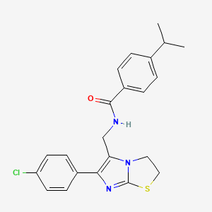N-{[6-(4-chlorophenyl)-2H,3H-imidazo[2,1-b][1,3]thiazol-5-yl]methyl}-4-(propan-2-yl)benzamide