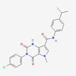 molecular formula C23H21ClN4O3 B6566640 3-(4-chlorophenyl)-5-methyl-2,4-dioxo-N-[4-(propan-2-yl)phenyl]-1H,2H,3H,4H,5H-pyrrolo[3,2-d]pyrimidine-7-carboxamide CAS No. 921574-52-9