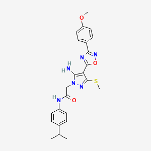 molecular formula C24H26N6O3S B6566648 2-{5-amino-4-[3-(4-methoxyphenyl)-1,2,4-oxadiazol-5-yl]-3-(methylsulfanyl)-1H-pyrazol-1-yl}-N-[4-(propan-2-yl)phenyl]acetamide CAS No. 1170136-63-6